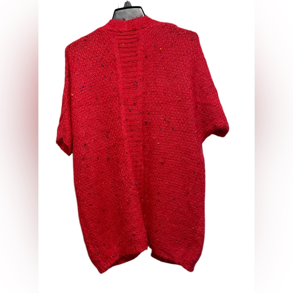 BCBGMAXAZRIA CARDIGAN CHUNKY CONFETTI KNIT SWEATER OPEN FRONT RED COLOR SIZE L - Picture 2 of 16